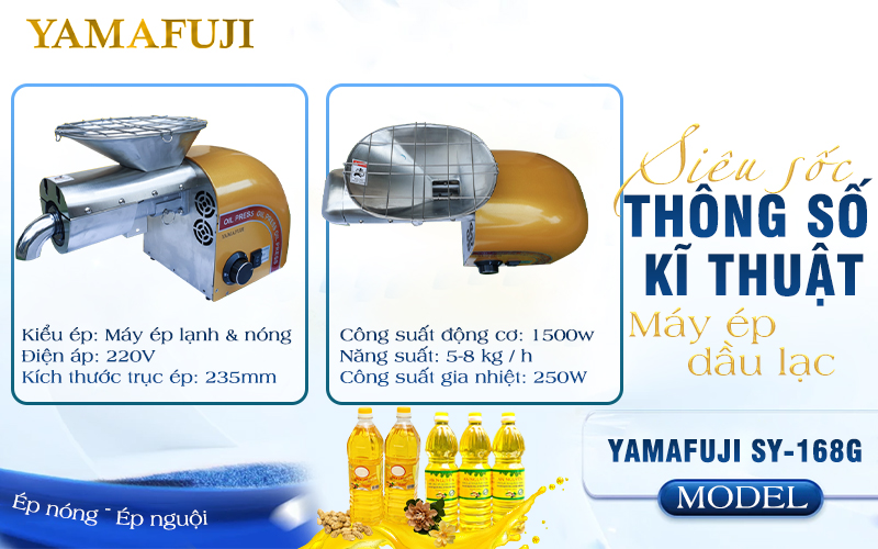 Thông số kỹ thuật của máy ép dầu Yamafuji SY-168G