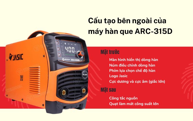 Cấu tạo bên ngoài của máy hàn que ARC-315D