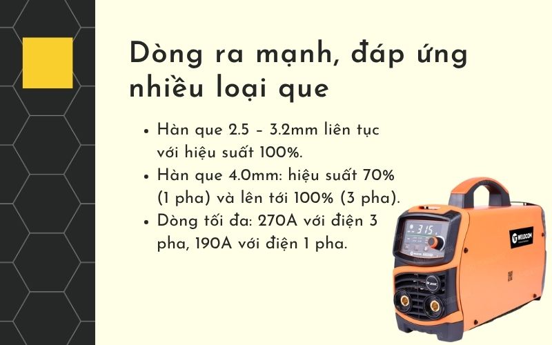 Dòng ra mạnh, đáp ứng nhiều loại que