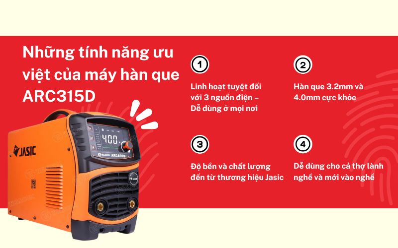 Những tính năng ưu việt của máy hàn que ARC315D