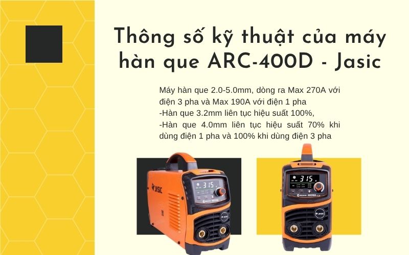 Thông số kỹ thuật của máy hàn que ARC-400D - Jasic