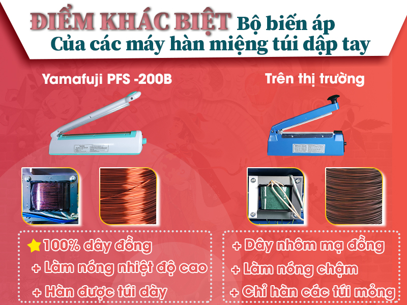 Máy hàn miệng túi dập tay Yamafuji PFS-200B