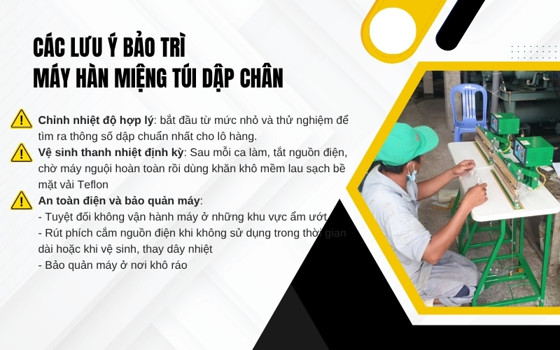 Các lưu ý bảo trì máy hàn miệng túi dập chân