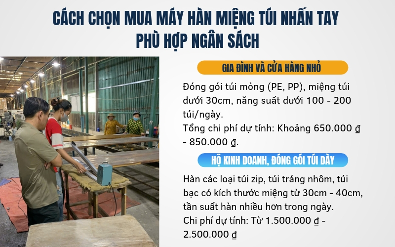 Cách chọn mua máy hàn miệng túi nhấn tay phù hợp ngân sách