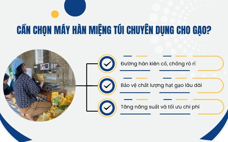 Cần chọn máy hàn miệng túi chuyên dụng cho gạo?