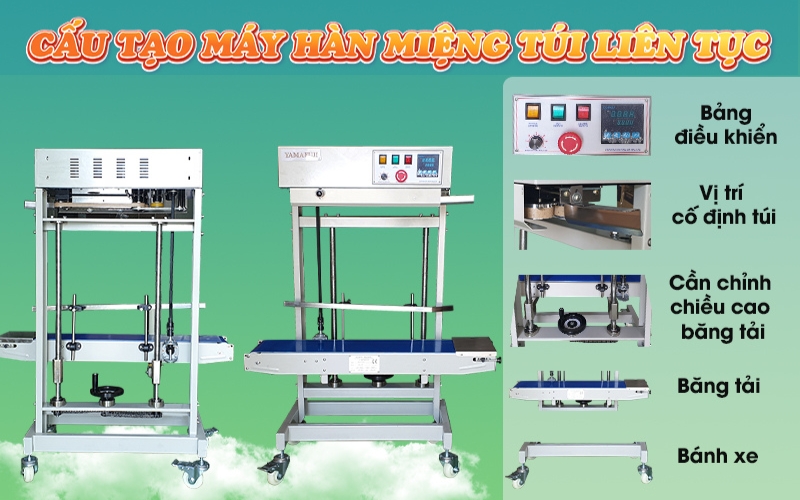 Cấu tạo của máy hàn miệng túi liên tục dạng đứng
