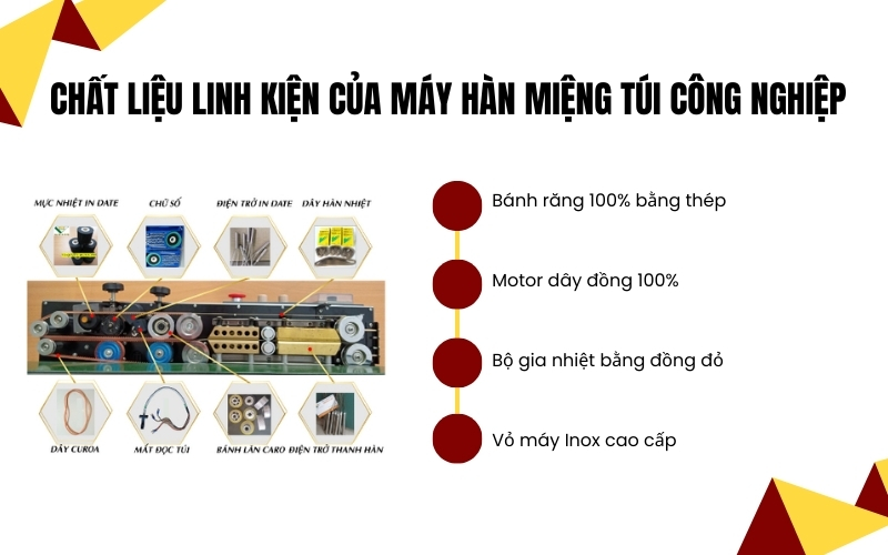 Chất liệu linh kiện của máy hàn miệng túi công nghiệp