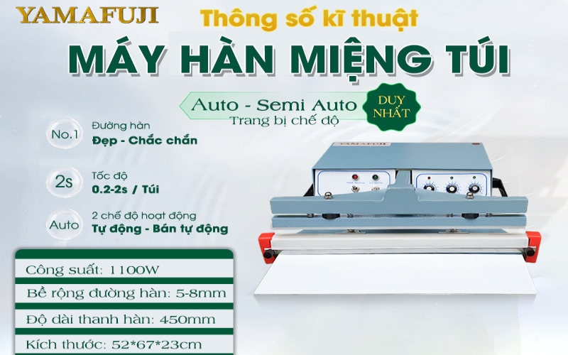 Đặc điểm và thông số kỹ thuật máy hàn miệng túi PFS-T450
