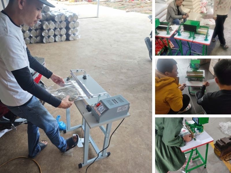 Giá máy hàn miệng túi dập chân Hải Minh