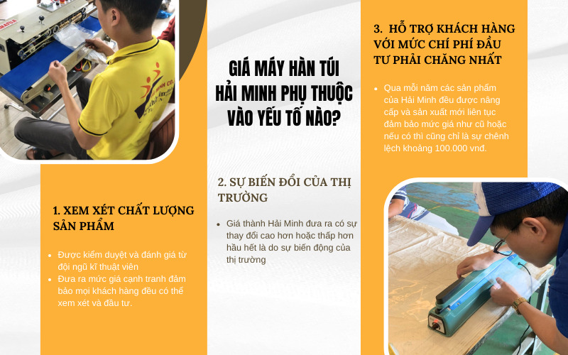 Giá máy hàn túi Hải Minh phụ thuộc vào yếu tố nào