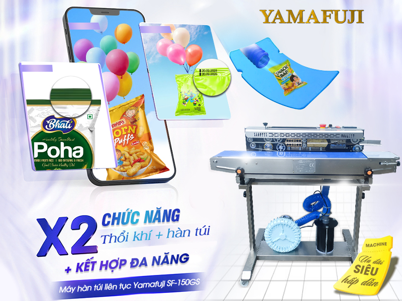 Giới thiệu Máy hàn túi liên tục thổi khí Yamafuji SF-150GS (vỏ inox)