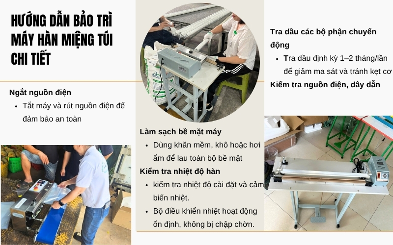 Hướng dẫn bảo trì máy hàn miệng túi chi tiết