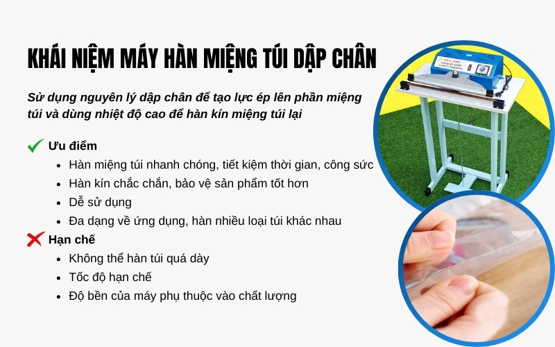 Khái niệm máy hàn miệng túi dập chân