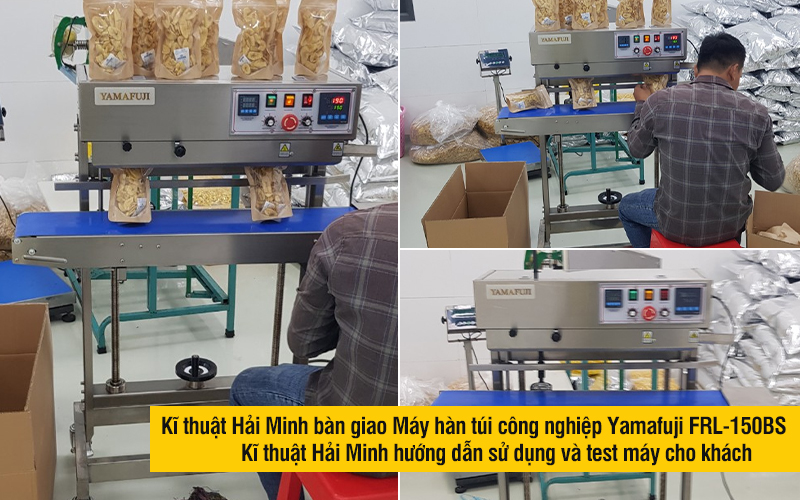 Kĩ thuật Hải Minh bàn giao Máy hàn túi công nghiệp Yamafuji FRL-150BS 