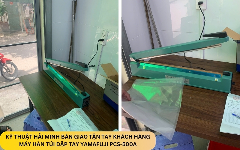 Kỹ thuật Hải Minh bàn giao Máy hàn túi dập tay Yamafuji PCS-500A