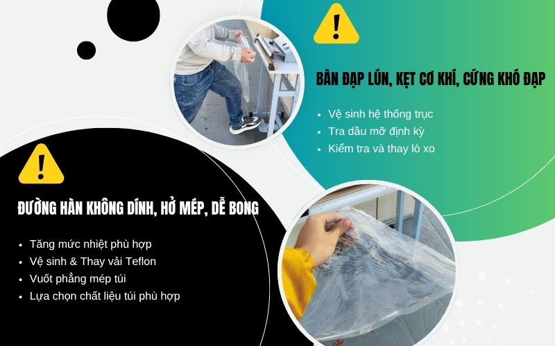 Lỗi Thường Gặp Khi Sử Dụng Máy Hàn Túi Dập Chân