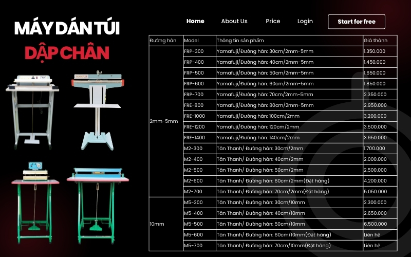 Máy dán túi dập chân