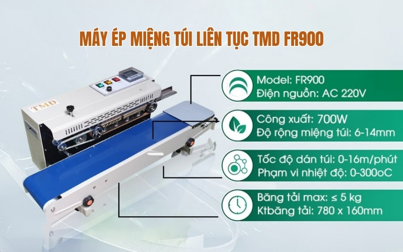 Máy ép miệng túi liên tục TMD FR900