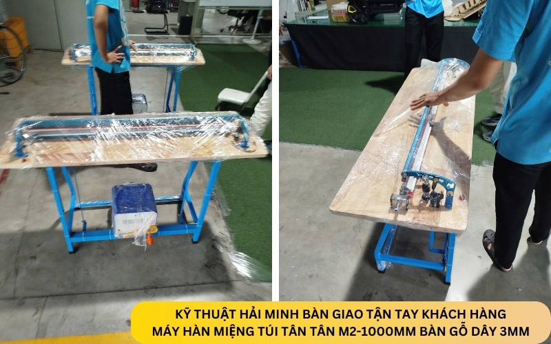 Máy hàn miệng túi Tân Tân M2-1000mm bàn gỗ dây 3mm