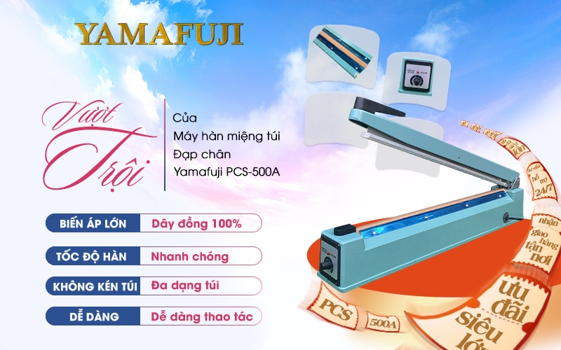 Máy hàn miệng túi dập tay Yamafuji PCS-500A