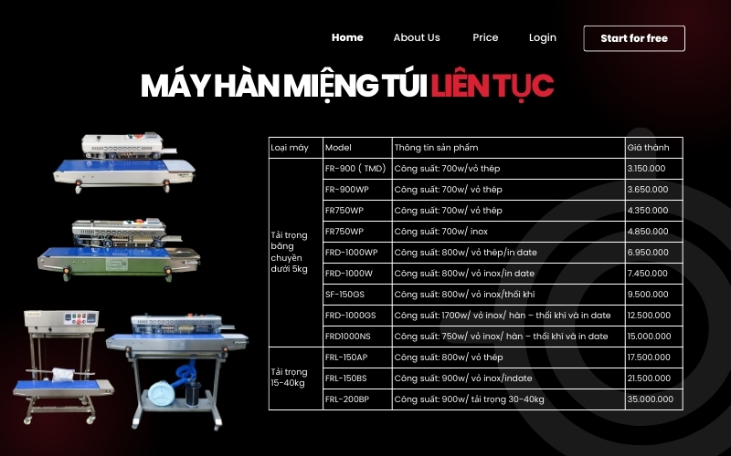 Máy hàn miệng túi liên tục