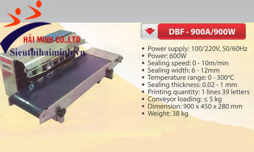 Siêu thị Hải Minh cung cấp máy hàn miệng túi liên tục DBF-900A/900W