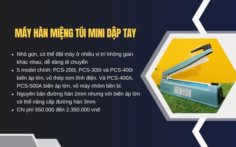 Máy hàn miệng túi mini dập tay