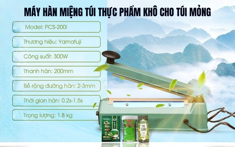 Máy hàn miệng túi thực phẩm khô cho túi mỏng