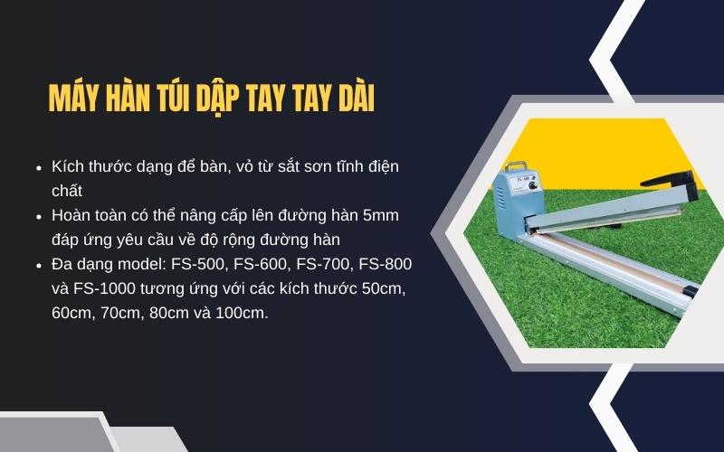 Máy hàn túi dập tay tay dài