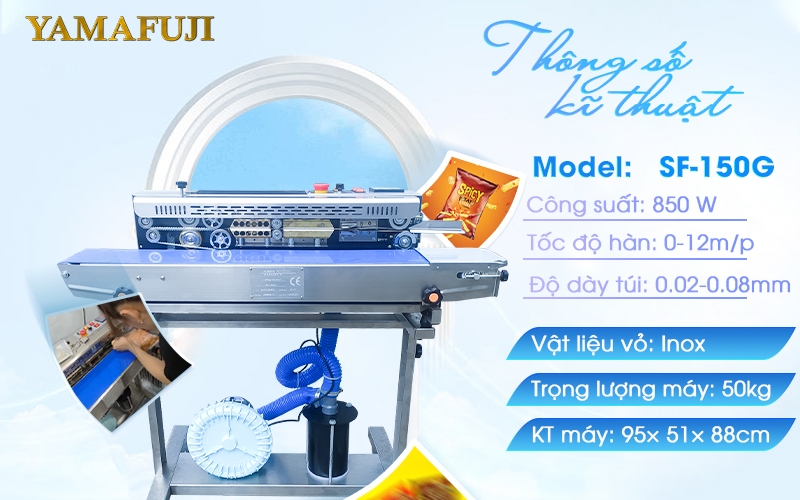 Máy hàn túi liên tục thổi khí Yamafuji SF-150GS