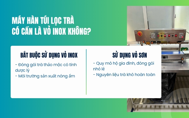 Máy hàn túi lọc trà có cần là vỏ inox không?