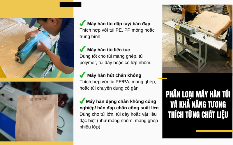 Phân loại máy hàn túi và khả năng tương thích từng chất liệu