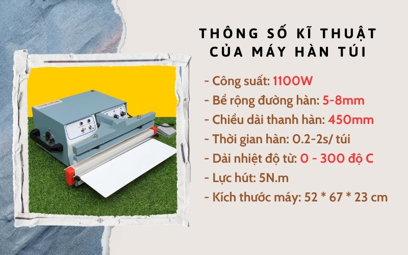 Thông số kĩ thuật của máy hàn túi