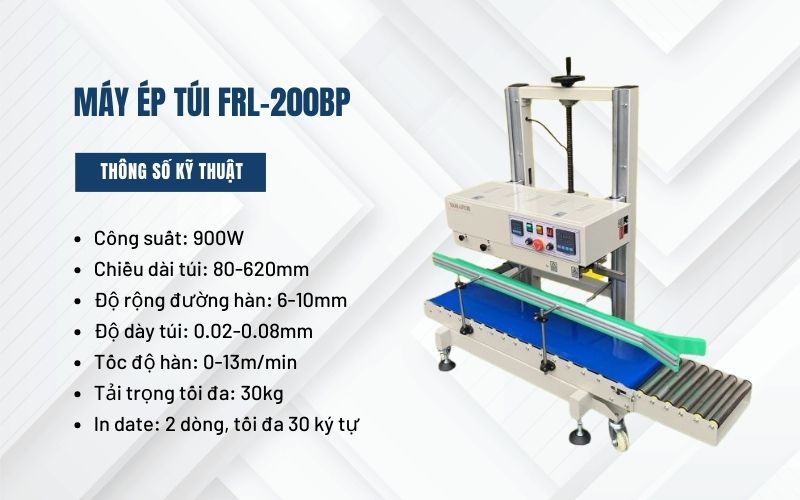 Thông số kĩ thuật máy ép túi FRL-200BP