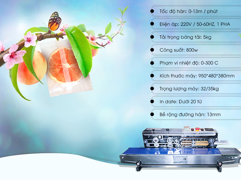  Thông số kỹ thuật của máy hàn miệng túi liên tục Yamafuji FRD-1000W