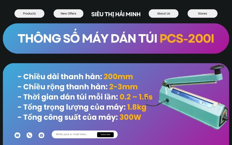 Thông số máy dán túi PCS-200I