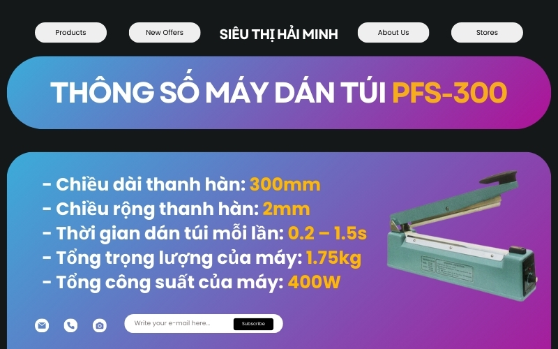 Thông số máy dán túi PFS-300