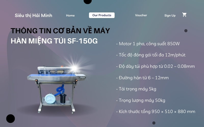 Thông tin cơ bản về máy hàn miệng túi SF-150G