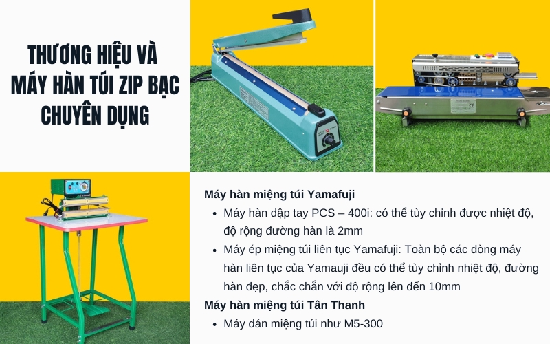 Thương hiệu và máy hàn túi zip bạc chuyên dụng