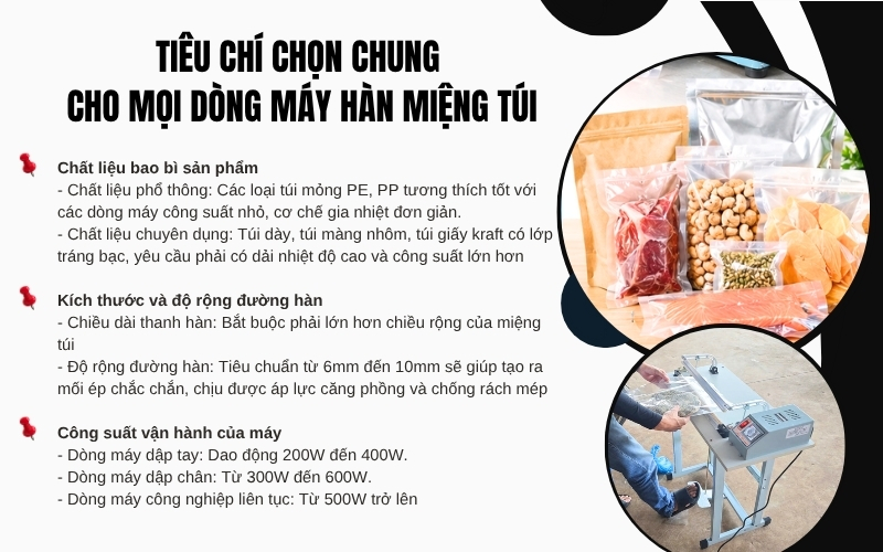 Tiêu chí chọn chung cho mọi dòng máy hàn miệng túi