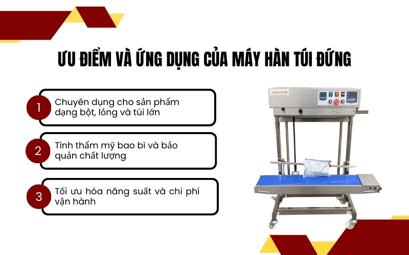 Ưu điểm và ứng dụng của máy hàn túi đứng
