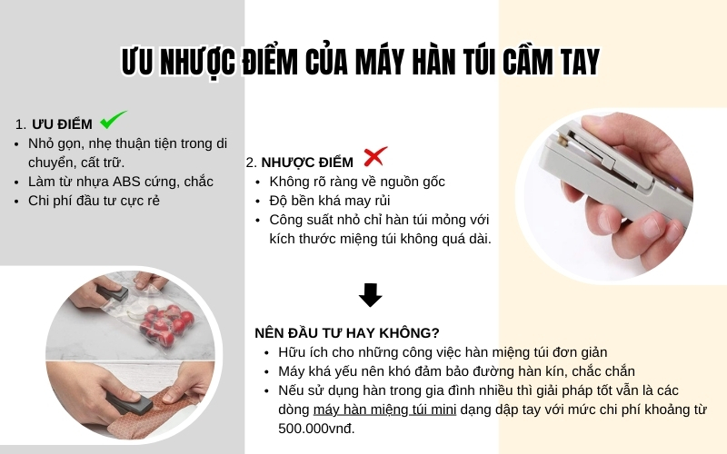 Ưu nhược điểm của máy hàn túi cầm tay
