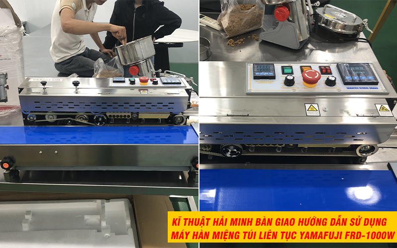 bàn giao Máy hàn miệng túi liên tục Yamafuji FRD-1000W