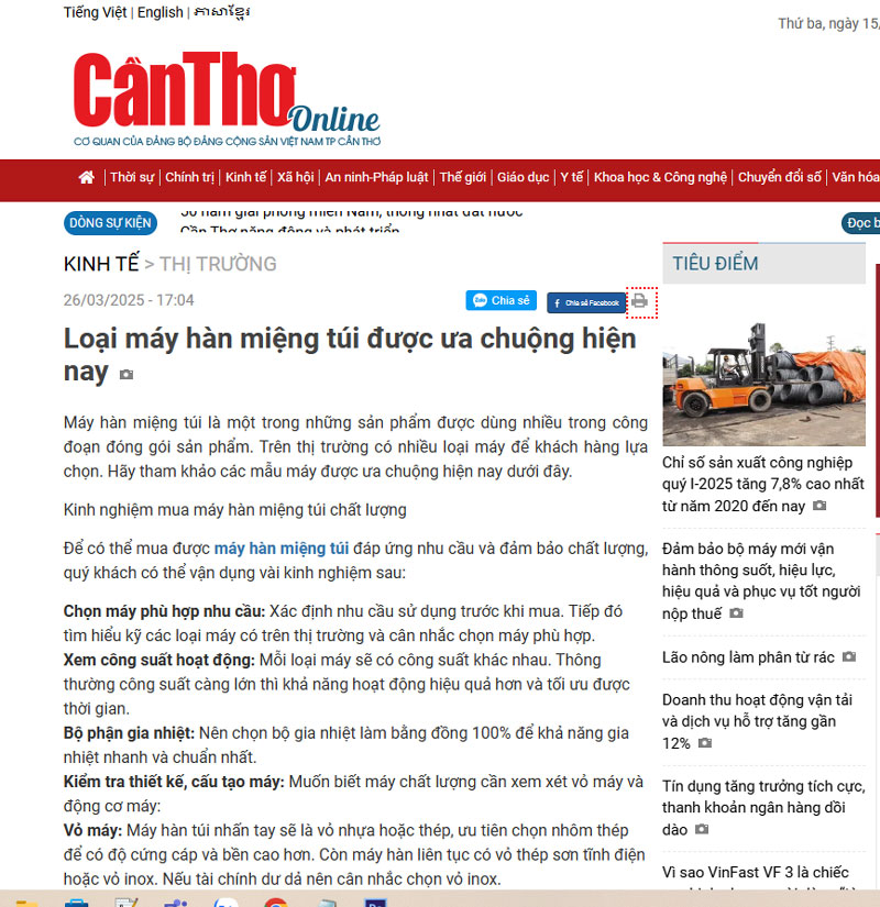 baocantho.com.vn | Máy hàn miệng túi được ưa chuộng hiện nay