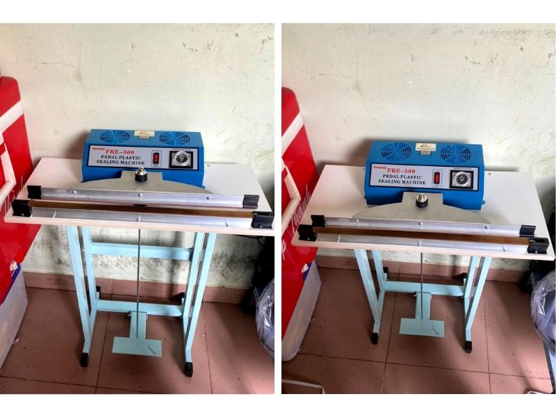 hình ảnh bàn giao máy hàn túi dập chân cho khách