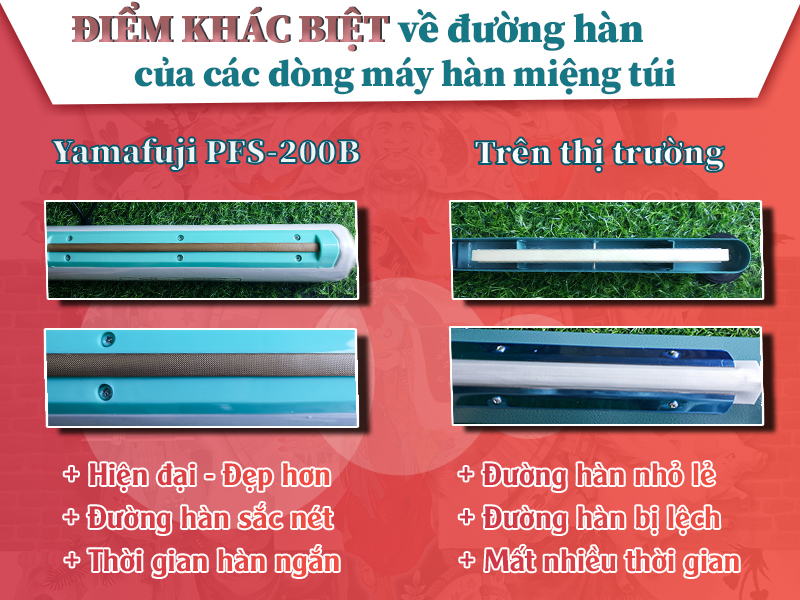 Sự khác biệt về đường hàn của máy hàn miệng túi Yamafuji PFS-200B 