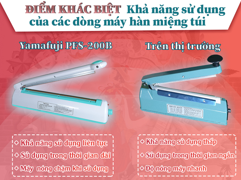 Sự khác biệt về khả năng hoạt động của máy hàn miệng túi Yamafuji PFS200B 