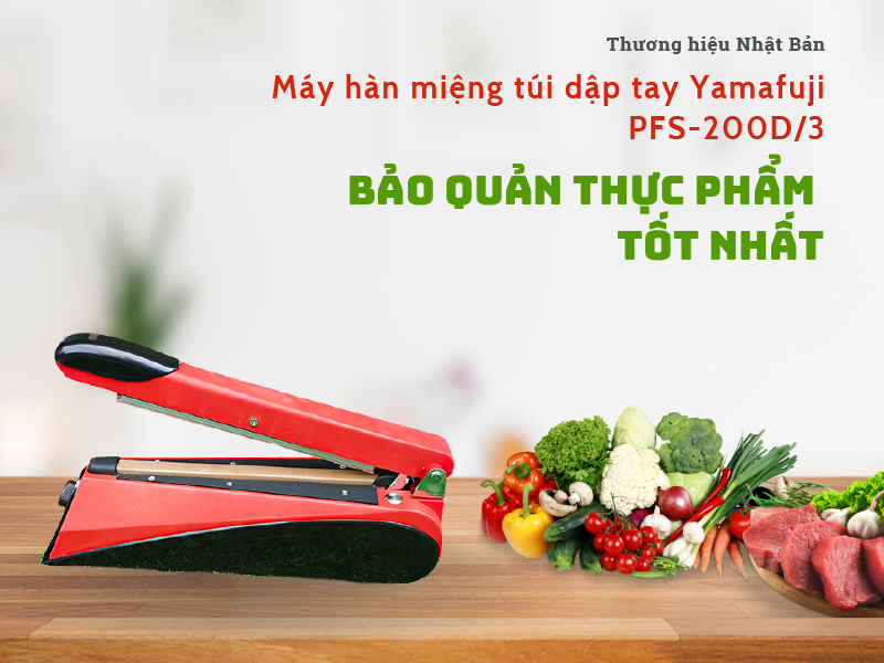 Máy hàn miệng túi dập tay Yamafuji PFS-200D/3 (đường hàn lớn)
