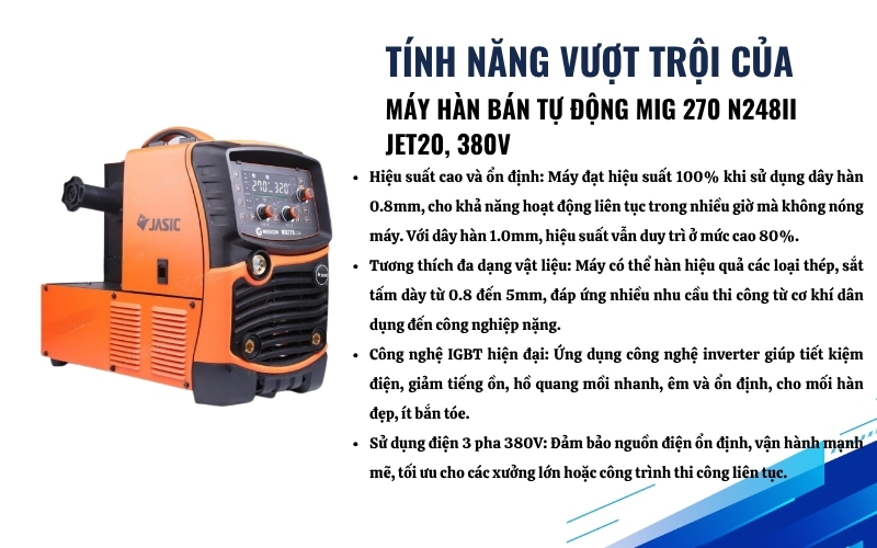 Tính năng nổi bật của Máy hàn MIG 270 N248II JET20