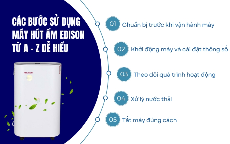 Các bước sử dụng máy hút ẩm Edison từ A - Z dễ hiểu